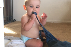 Overall buckles are great teethers